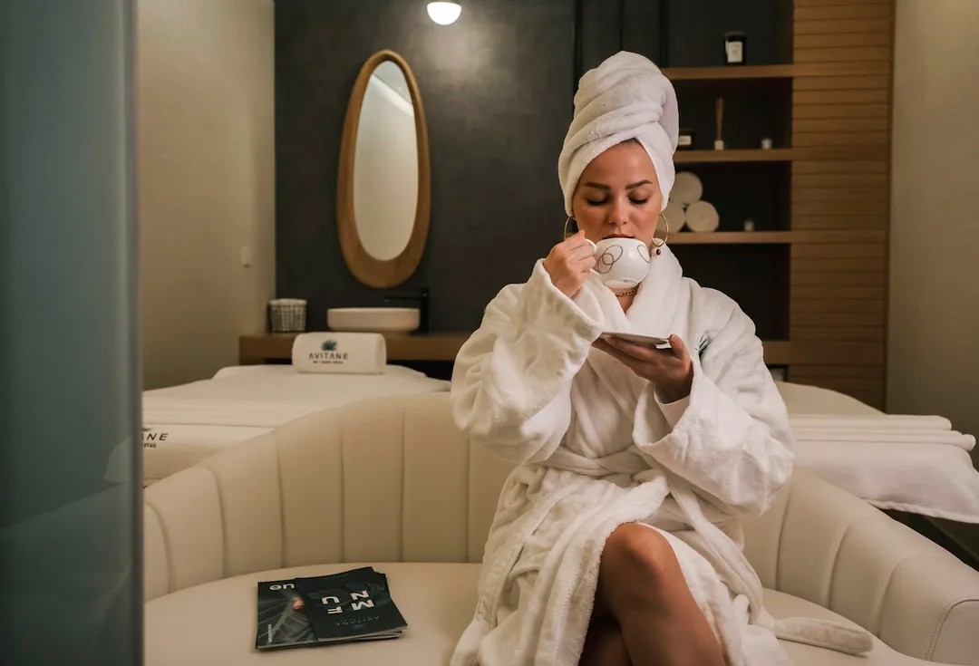 Woman relaxing in a spa setting